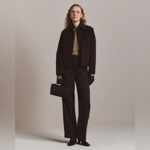 Quince Stretch Crepe Classic Wide Leg Trouser Pants Coffee Bean Brown Size 4 30”